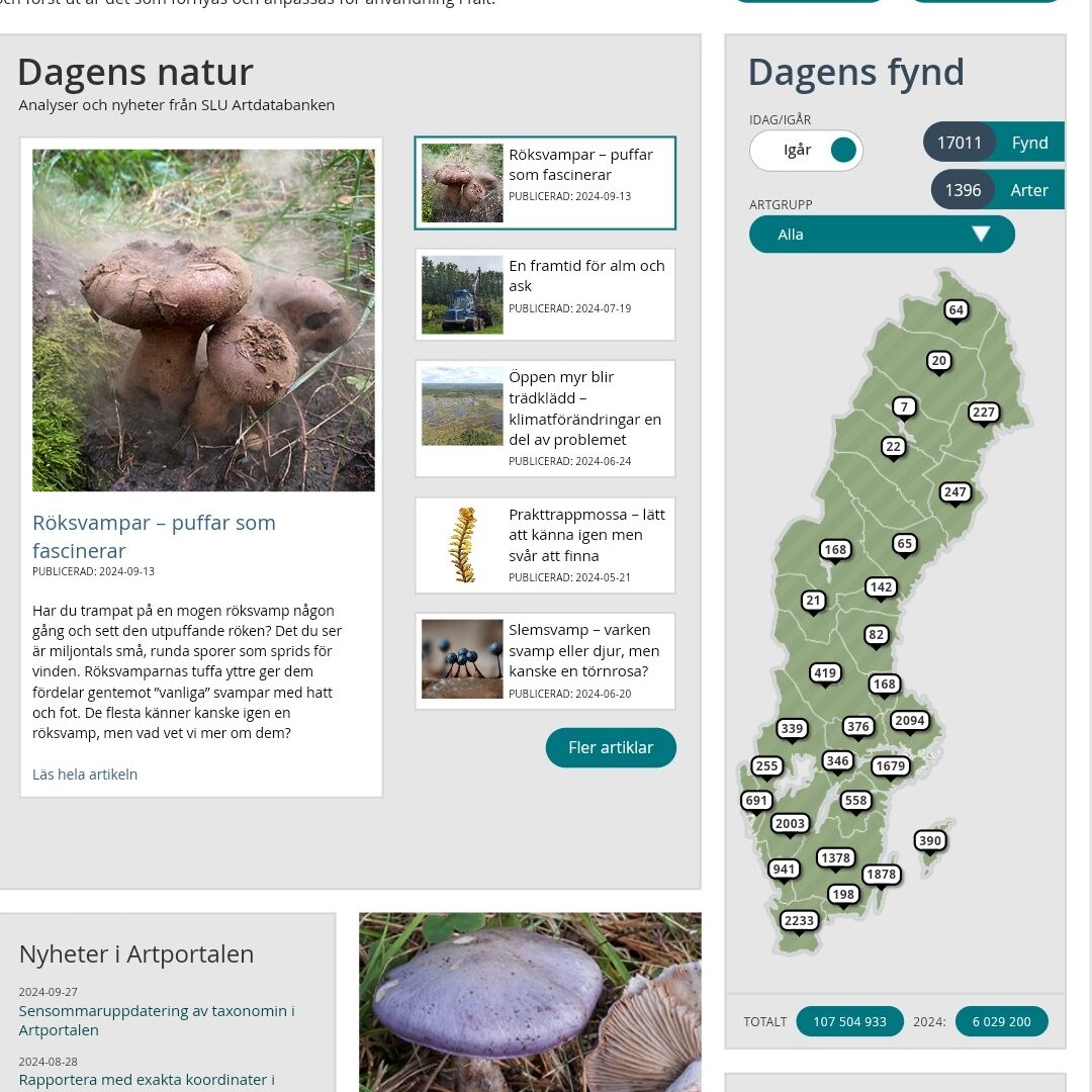 Artportalens hemsida